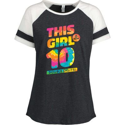 This Girl Is Now 10 Double Digits Enza Ladies Jersey Colorblock Tee