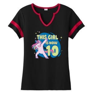 This Girl Is Now 10 Years Old Ladies Halftime Notch Neck Tee