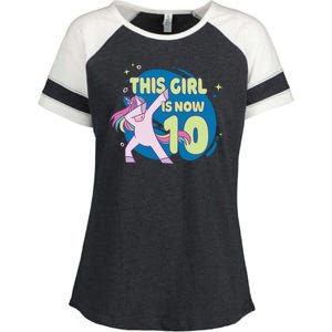 This Girl Is Now 10 Years Old Enza Ladies Jersey Colorblock Tee