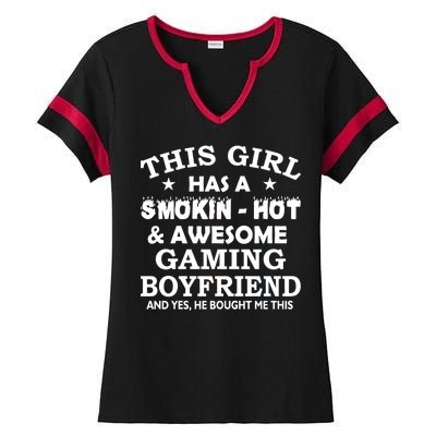 This Girl Is Taken By Smokin Hot Awesome Gaming Boyfriend Ladies Halftime Notch Neck Tee