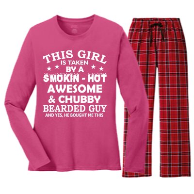 This Girl Is Taken By Smokin Hot Chubby Bearded Guy Women's Long Sleeve Flannel Pajama Set 