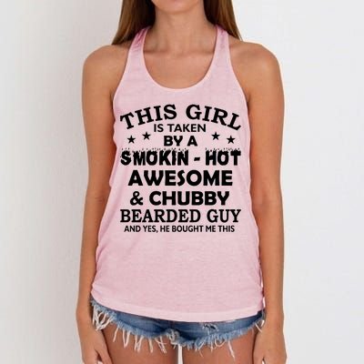 This Girl Is Taken By Smokin Hot Chubby Bearded Guy Women's Knotted Racerback Tank