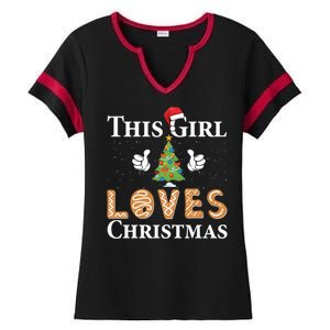 This Girl Loves Christmas Ladies Halftime Notch Neck Tee