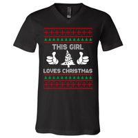 This Girl Loves Christmas Ugly Christmas V-Neck T-Shirt