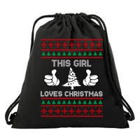 This Girl Loves Christmas Ugly Christmas Drawstring Bag