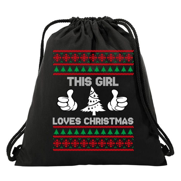 This Girl Loves Christmas Ugly Christmas Drawstring Bag