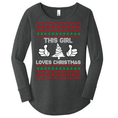 This Girl Loves Christmas Ugly Christmas Women's Perfect Tri Tunic Long Sleeve Shirt