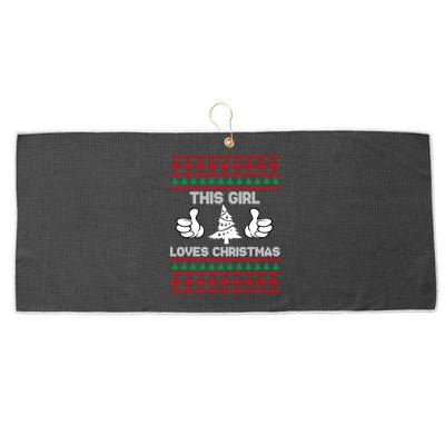 This Girl Loves Christmas Ugly Christmas Large Microfiber Waffle Golf Towel