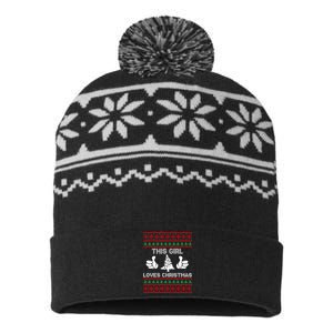 This Girl Loves Christmas Ugly Christmas USA-Made Snowflake Beanie