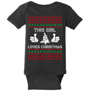 This Girl Loves Christmas Ugly Christmas Baby Bodysuit