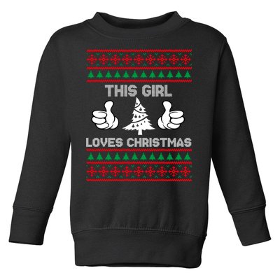 This Girl Loves Christmas Ugly Christmas Toddler Sweatshirt