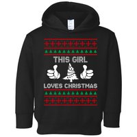 This Girl Loves Christmas Ugly Christmas Toddler Hoodie