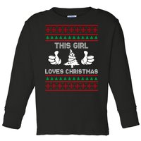 This Girl Loves Christmas Ugly Christmas Toddler Long Sleeve Shirt