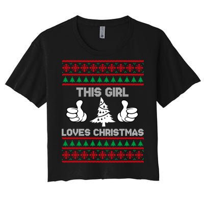 This Girl Loves Christmas Ugly Christmas Women's Crop Top Tee