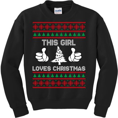 This Girl Loves Christmas Ugly Christmas Kids Sweatshirt