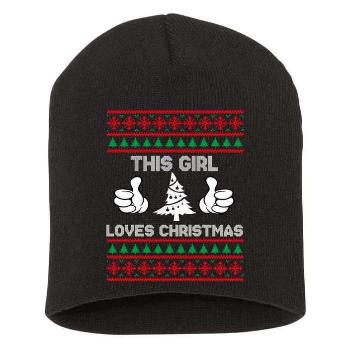 This Girl Loves Christmas Ugly Christmas Short Acrylic Beanie