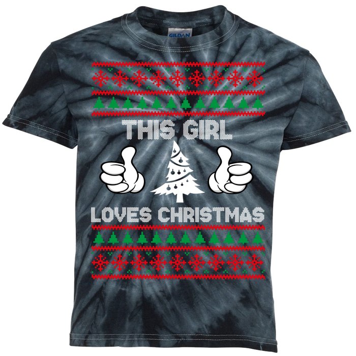 This Girl Loves Christmas Ugly Christmas Kids Tie-Dye T-Shirt