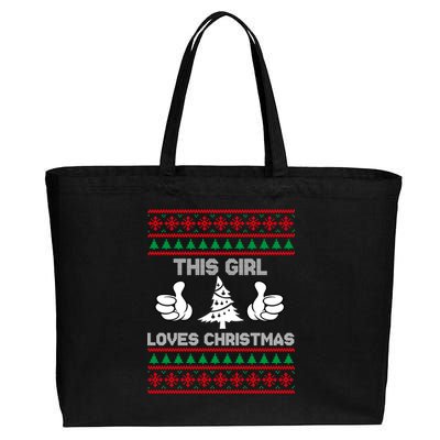 This Girl Loves Christmas Ugly Christmas Cotton Canvas Jumbo Tote