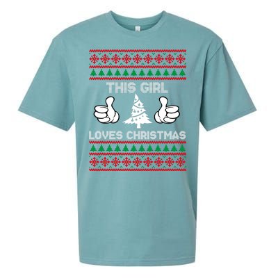 This Girl Loves Christmas Ugly Christmas Sueded Cloud Jersey T-Shirt