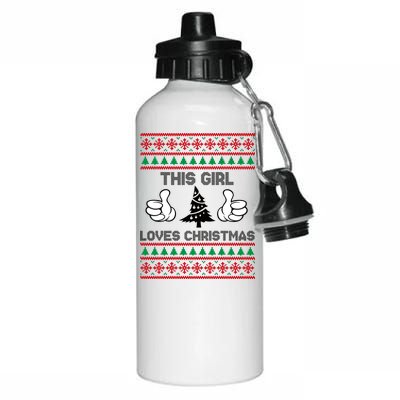 This Girl Loves Christmas Ugly Christmas Aluminum Water Bottle