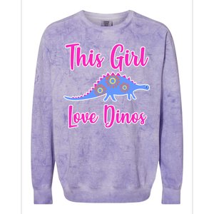 This Girl Loves Dino Colorblast Crewneck Sweatshirt