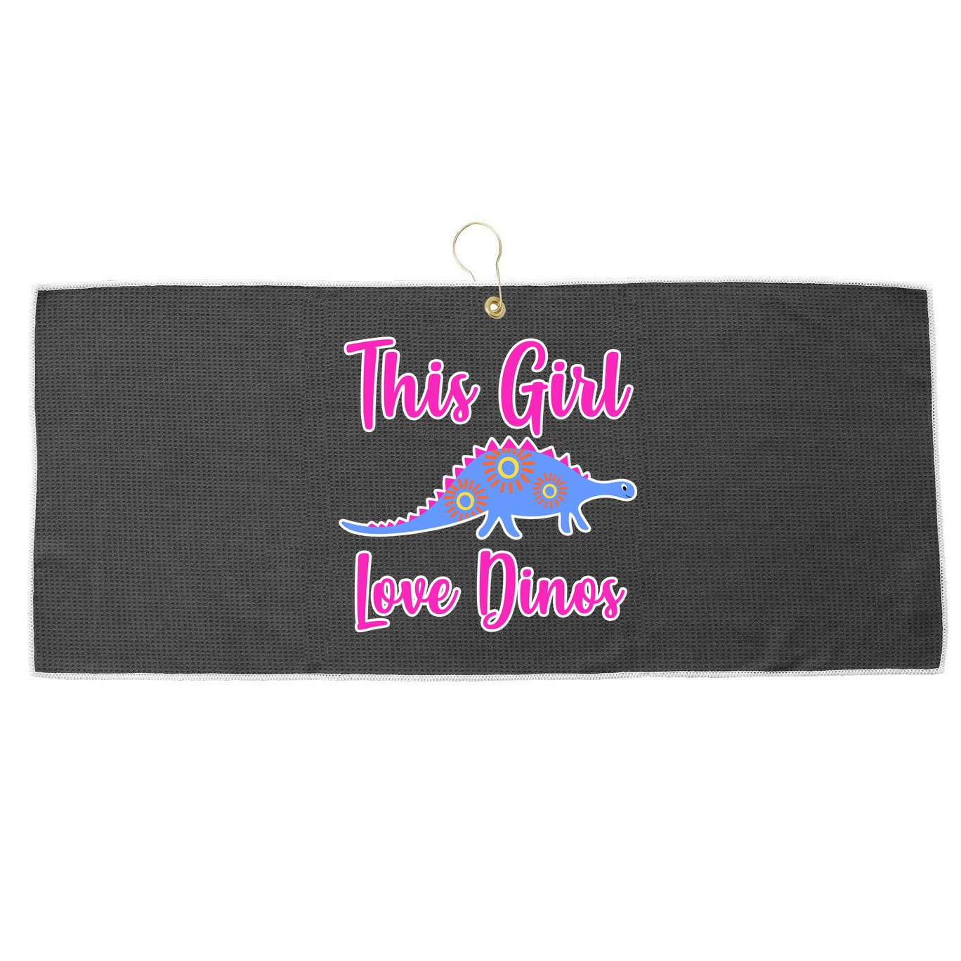 This Girl Loves Dino Large Microfiber Waffle Golf Towel