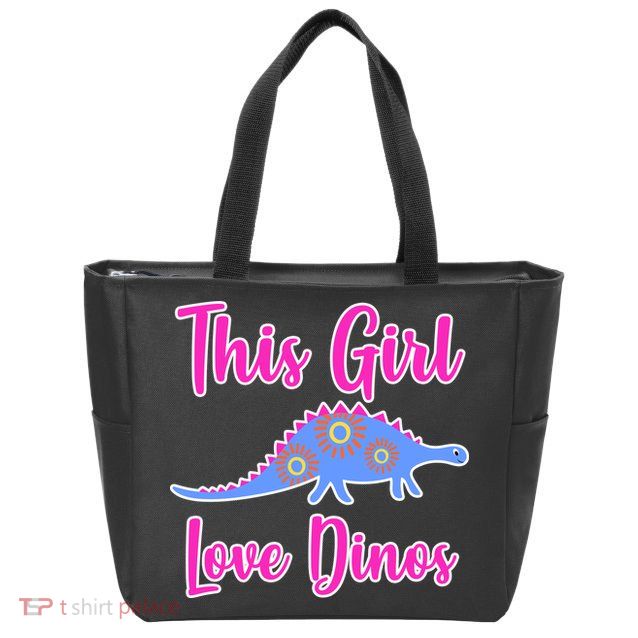 This Girl Loves Dino Zip Tote Bag