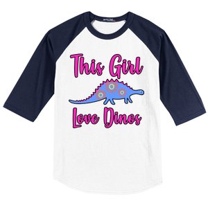 This Girl Loves Dino Baseball Sleeve Shirt