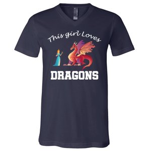 This Girl Loves Dragons V-Neck T-Shirt