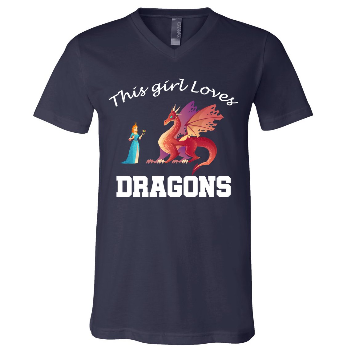 This Girl Loves Dragons V-Neck T-Shirt