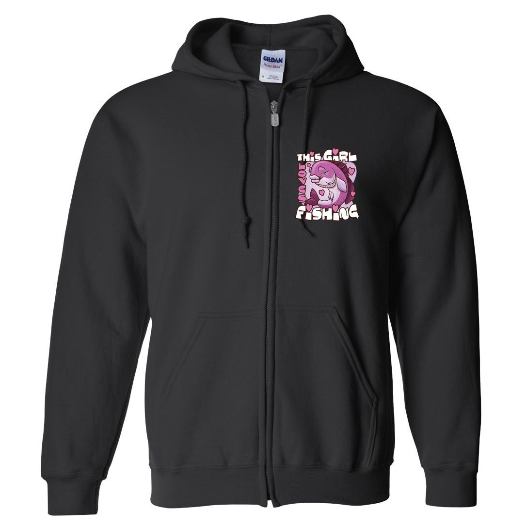 This Girl Loves Fishing Full Zip Hoodie