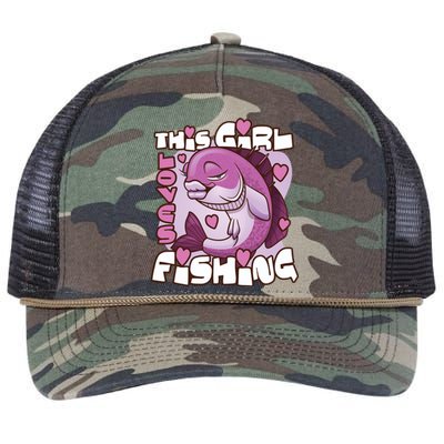 This Girl Loves Fishing Retro Rope Trucker Hat Cap