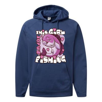 This Girl Loves Fishing Performance Fleece Hoodie