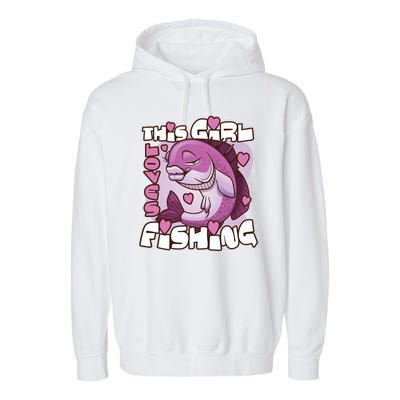 This Girl Loves Fishing Garment-Dyed Fleece Hoodie