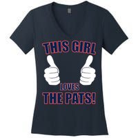 This Girl Loves The Pats Women's V-Neck T-Shirt