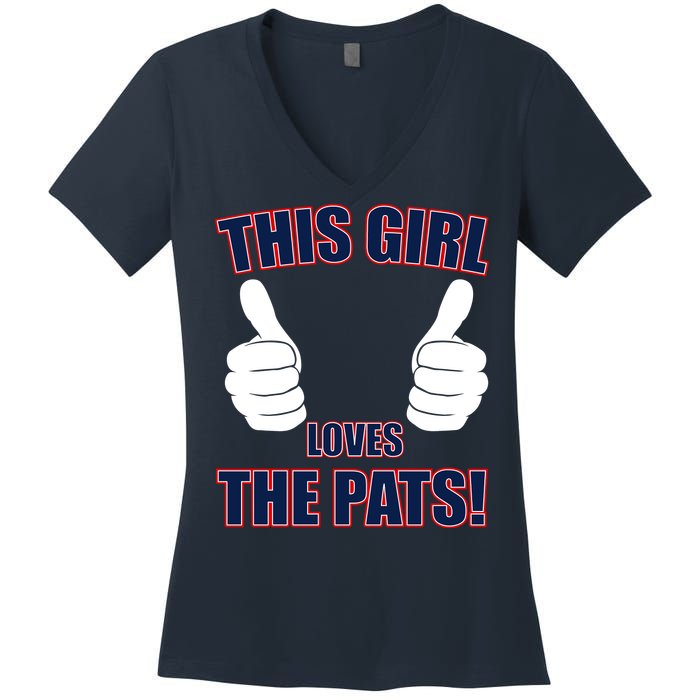 This Girl Loves The Pats Women's V-Neck T-Shirt