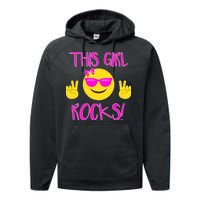 This Girl Rocks Funny Emoji Performance Fleece Hoodie