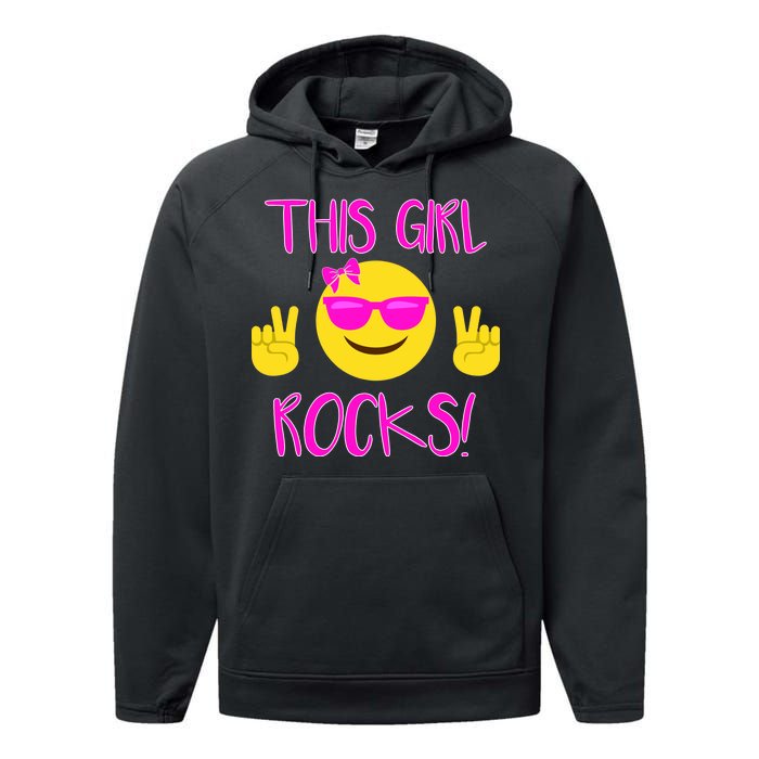 This Girl Rocks Funny Emoji Performance Fleece Hoodie