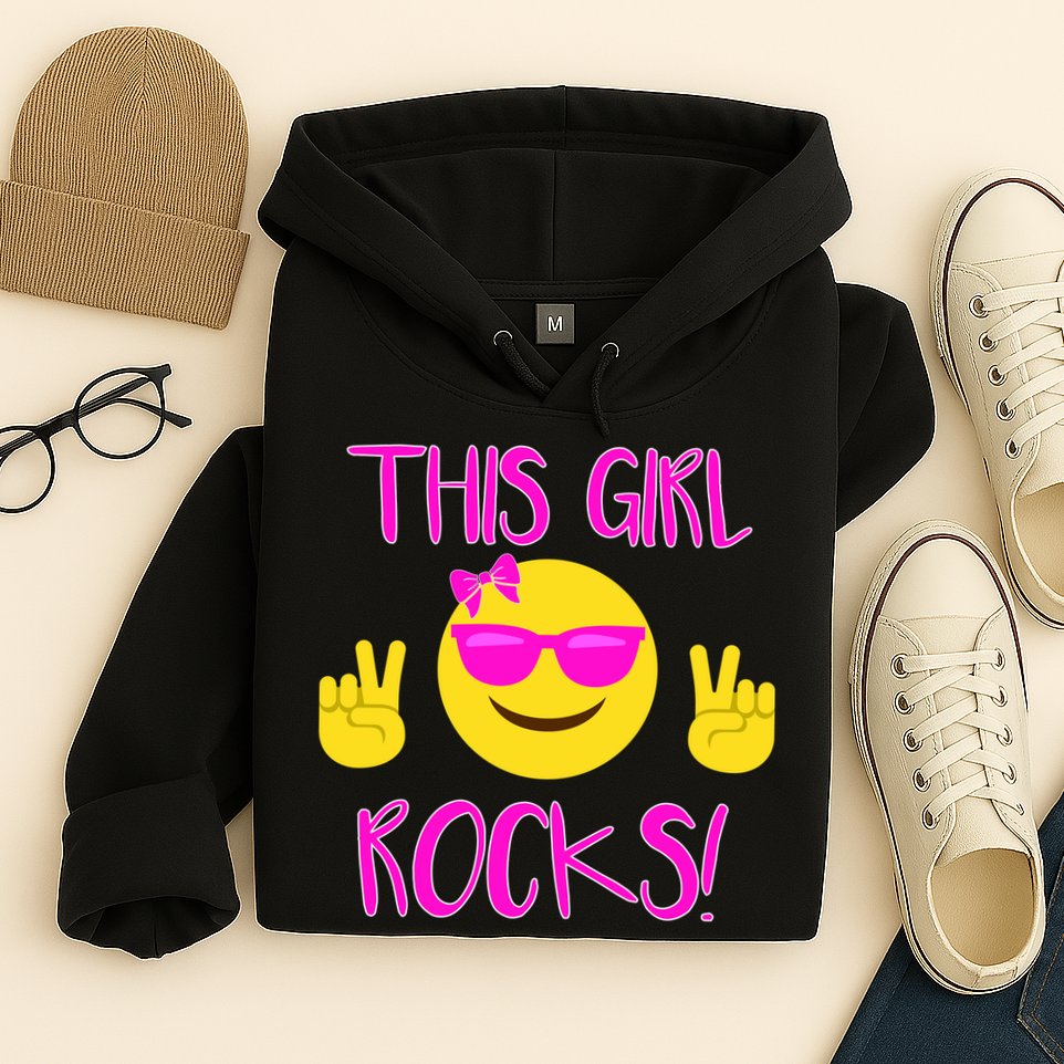 This Girl Rocks Funny Emoji Hoodie