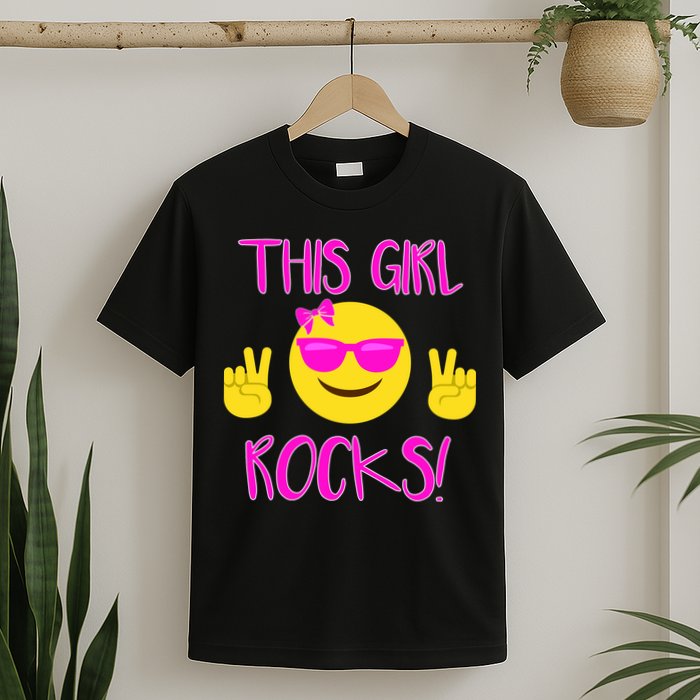 This Girl Rocks Funny Emoji T-Shirt