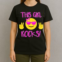 This Girl Rocks Funny Emoji T-Shirt