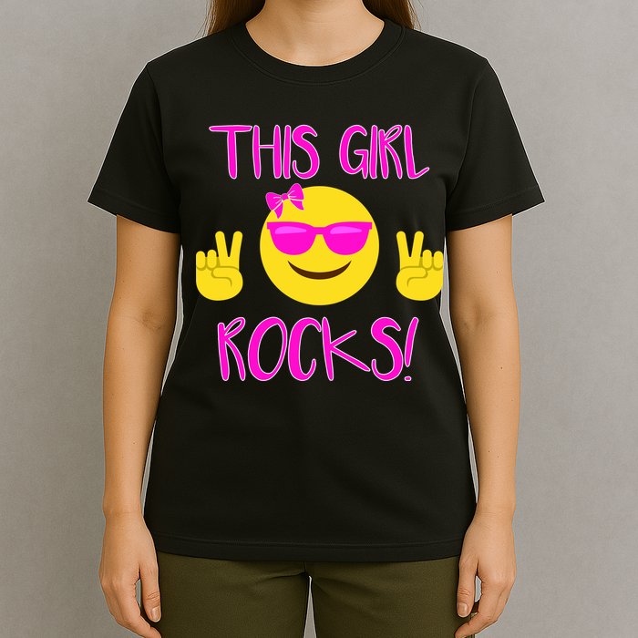 This Girl Rocks Funny Emoji T-Shirt