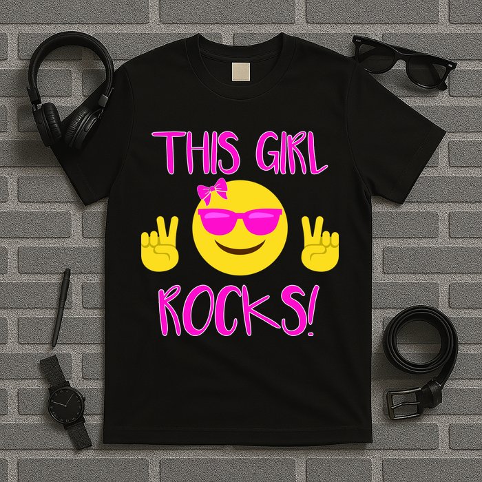 This Girl Rocks Funny Emoji T-Shirt