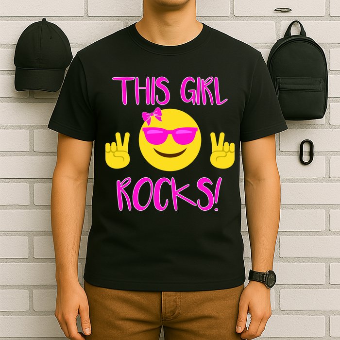 This Girl Rocks Funny Emoji T-Shirt