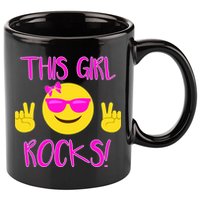 This Girl Rocks Funny Emoji 11oz C Handle Ceramic Mug