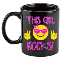 This Girl Rocks Funny Emoji 11oz C Handle Ceramic Mug