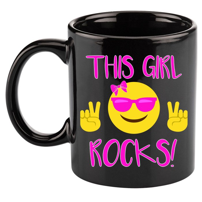 This Girl Rocks Funny Emoji 11oz C Handle Ceramic Mug
