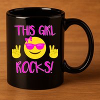 This Girl Rocks Funny Emoji 11oz C Handle Ceramic Mug