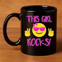 This Girl Rocks Funny Emoji 11oz C Handle Ceramic Mug