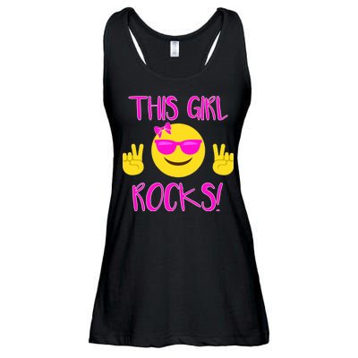 This Girl Rocks Funny Emoji Ladies Essential Flowy Tank